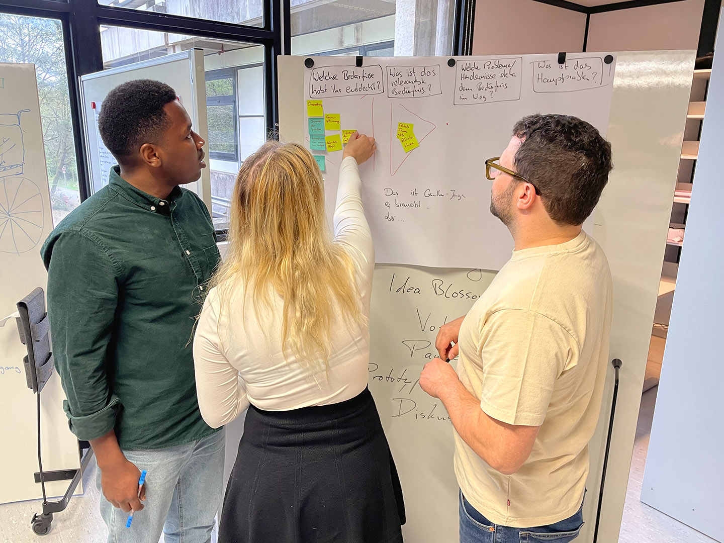 Studierende arbeiten im StartMiUp Ideation Canp mit Design Thinking-Methoden